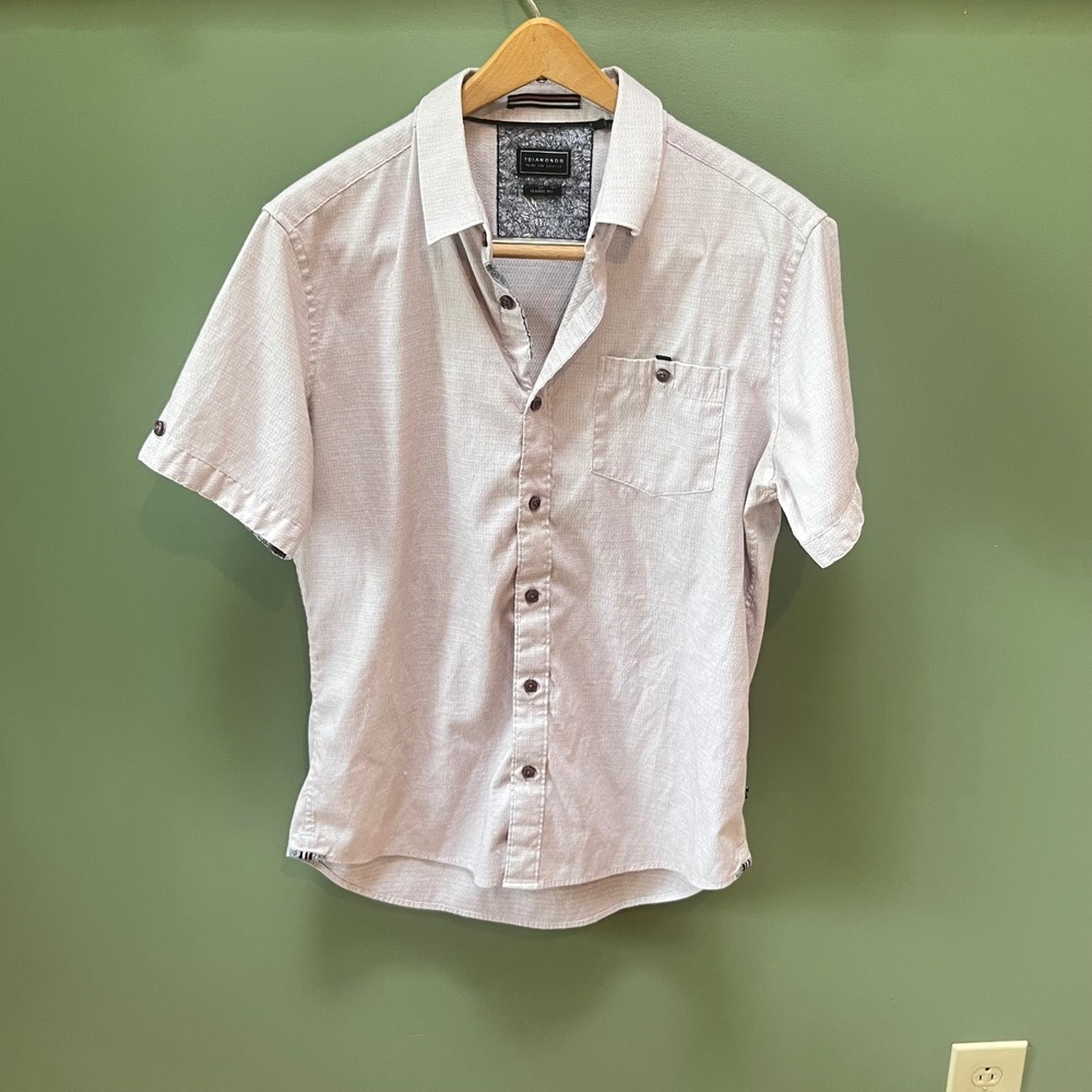 7 Diamonds Classic Fit Short Sleeve Button Up Shirt Size S‎ Microdot Pattern
